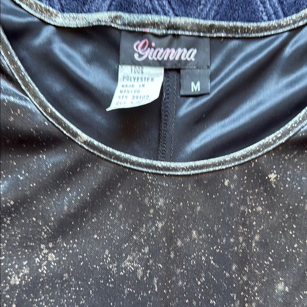 Vintage Gianna Women’s Black Silver metallic look Oversized Short Sleeve Top M - Picture 8 of 17